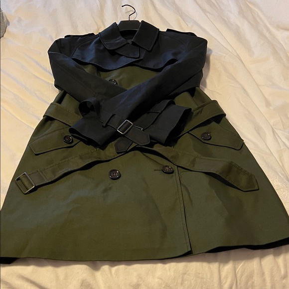 Coach Olive Green and Black Women's Trench Coat- Large - Picture 1 of 4